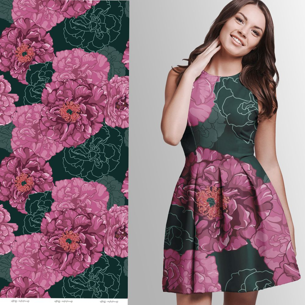 Baumwolljersey  Eigenproduktion "Anemone, Temptation " - von Graustufen-Stoffe
